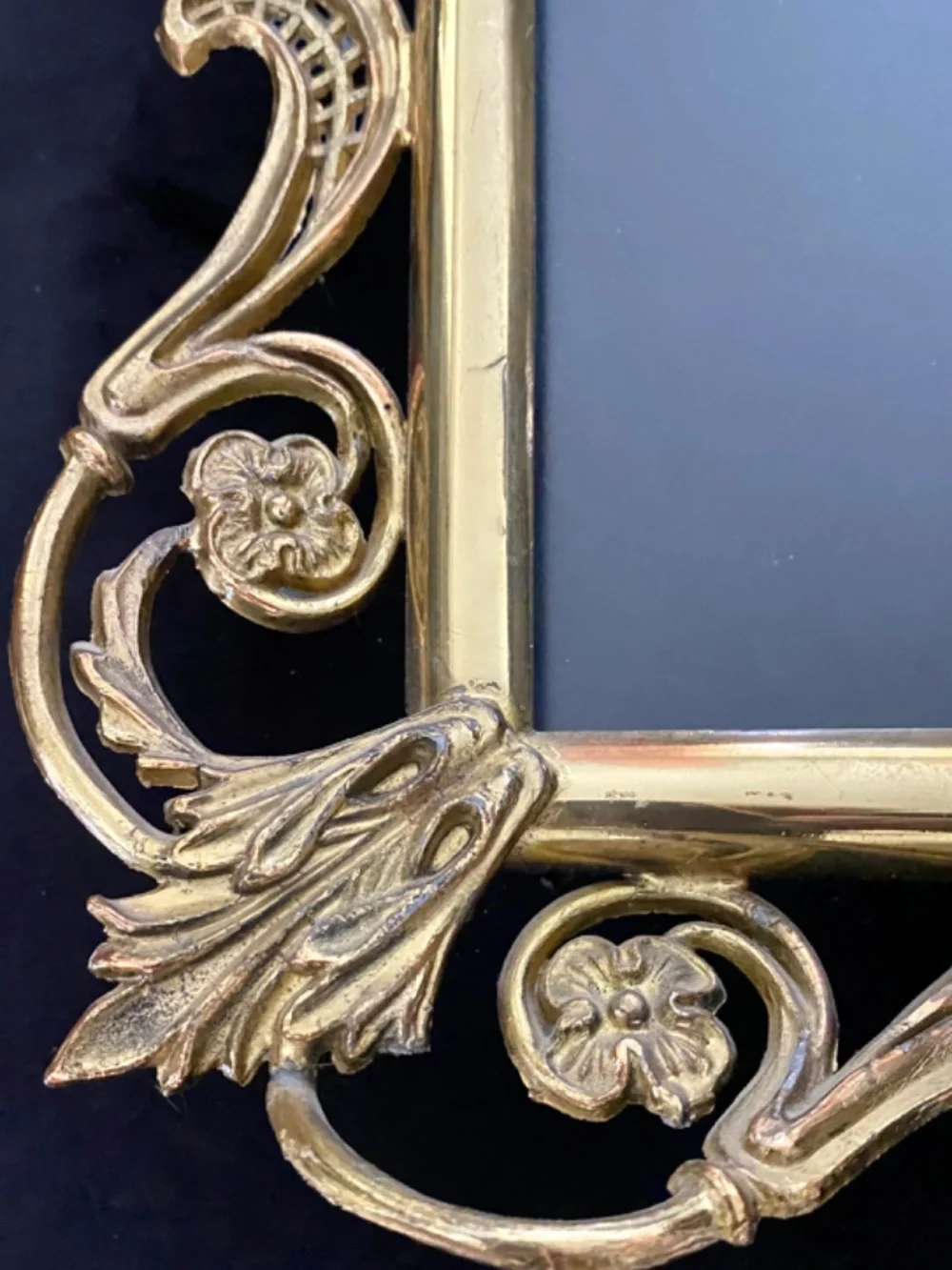 Antique French Art Nouveau Brass Frame with Ornate Open Fretwork. 20